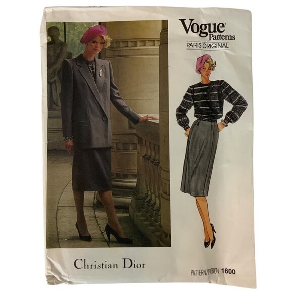 Vintage Vogue Paris Original 1600 Christian Dior Jacket Blouse Skirt Size 8 1985 - Picture 1 of 3